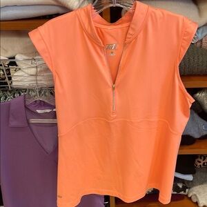 Women's Orange Zip-Up  golf Top